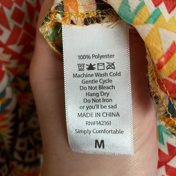 LuLaRoe size Medium Colorful Aztec Patterned Sheer lightweight waterfall Kimono - Picture 5 of 6
